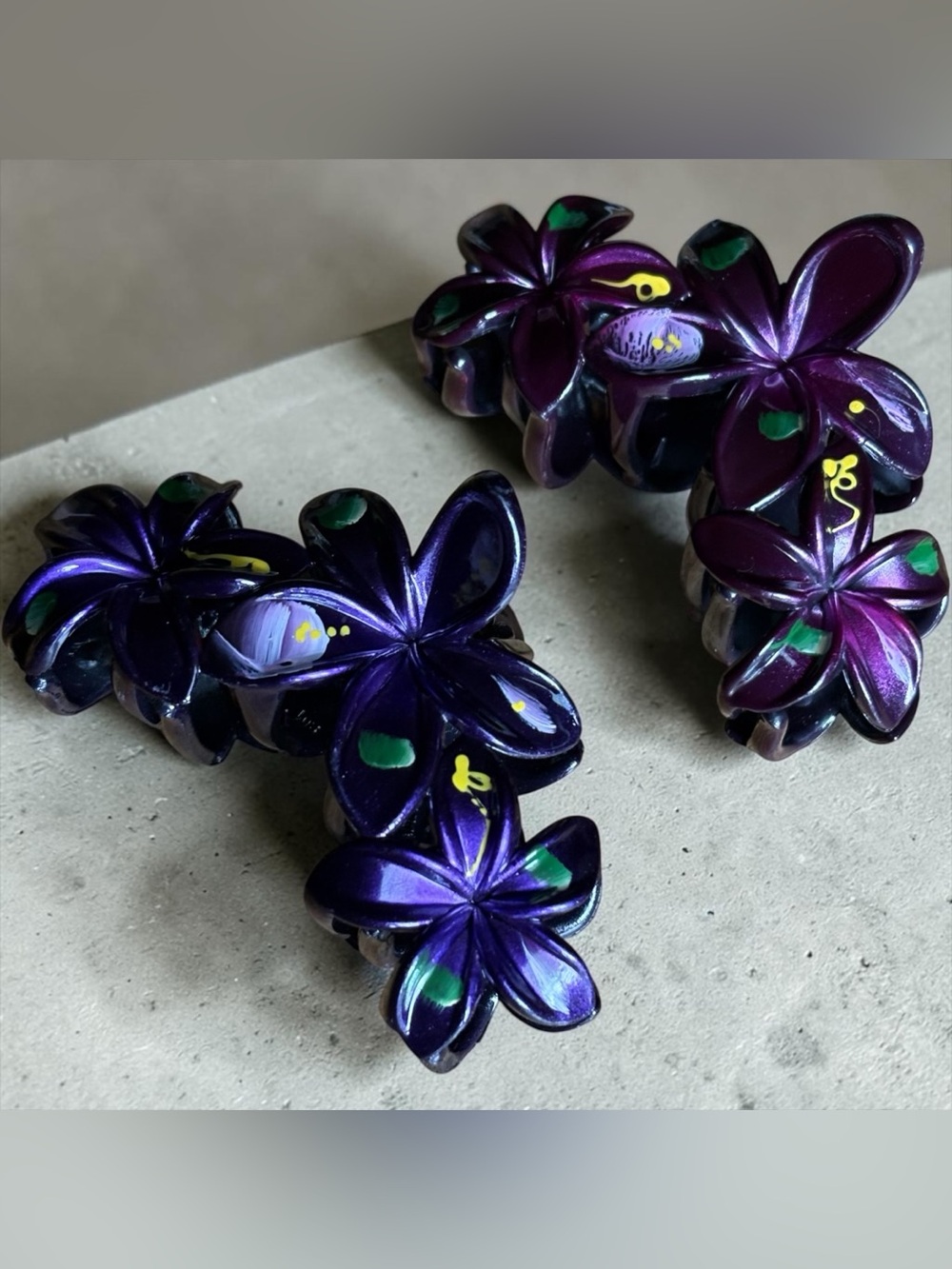 Purple Floral Hair Clip Set